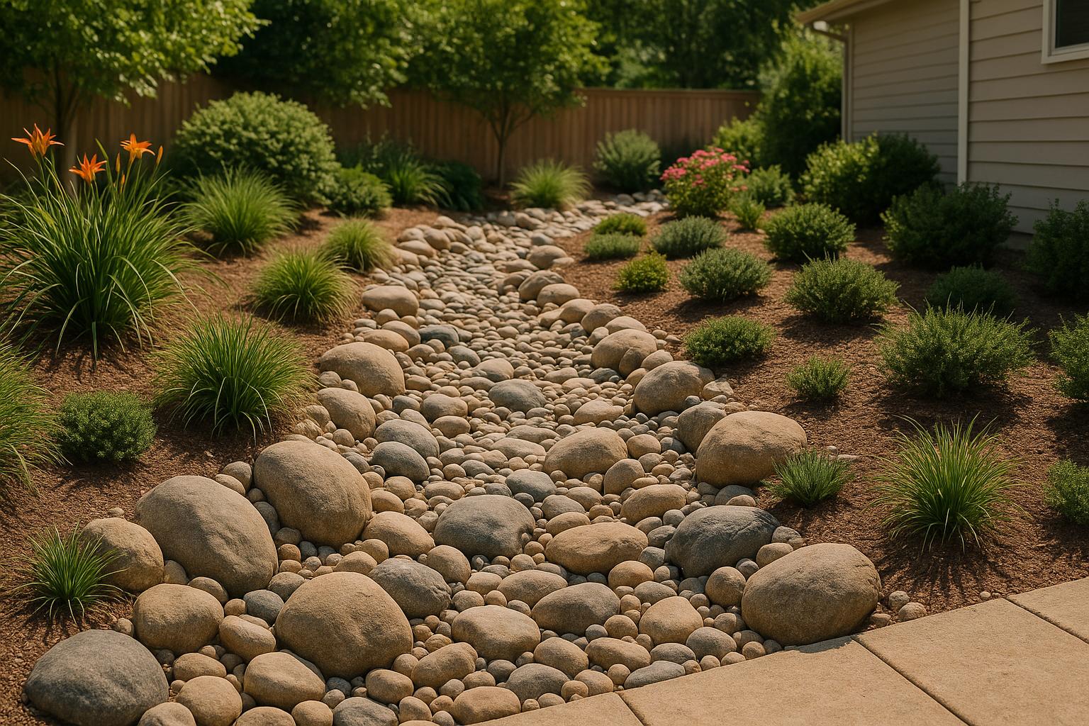 Dry Riverbed Design for Drainage