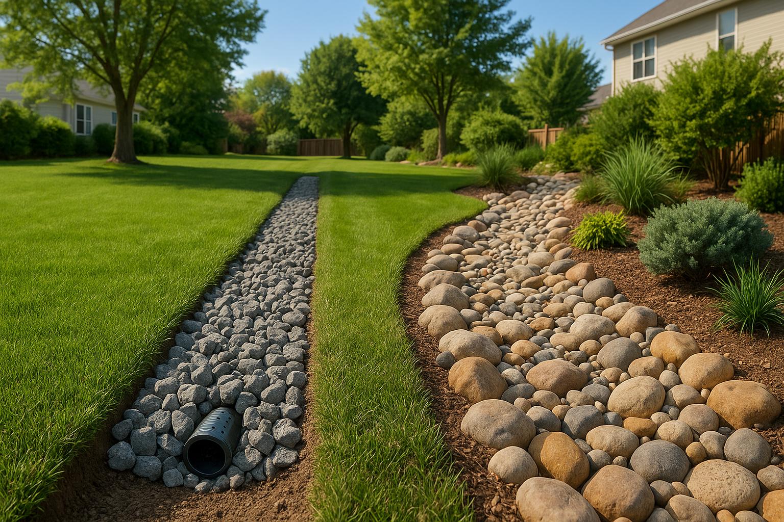 French Drains vs. Dry Riverbeds