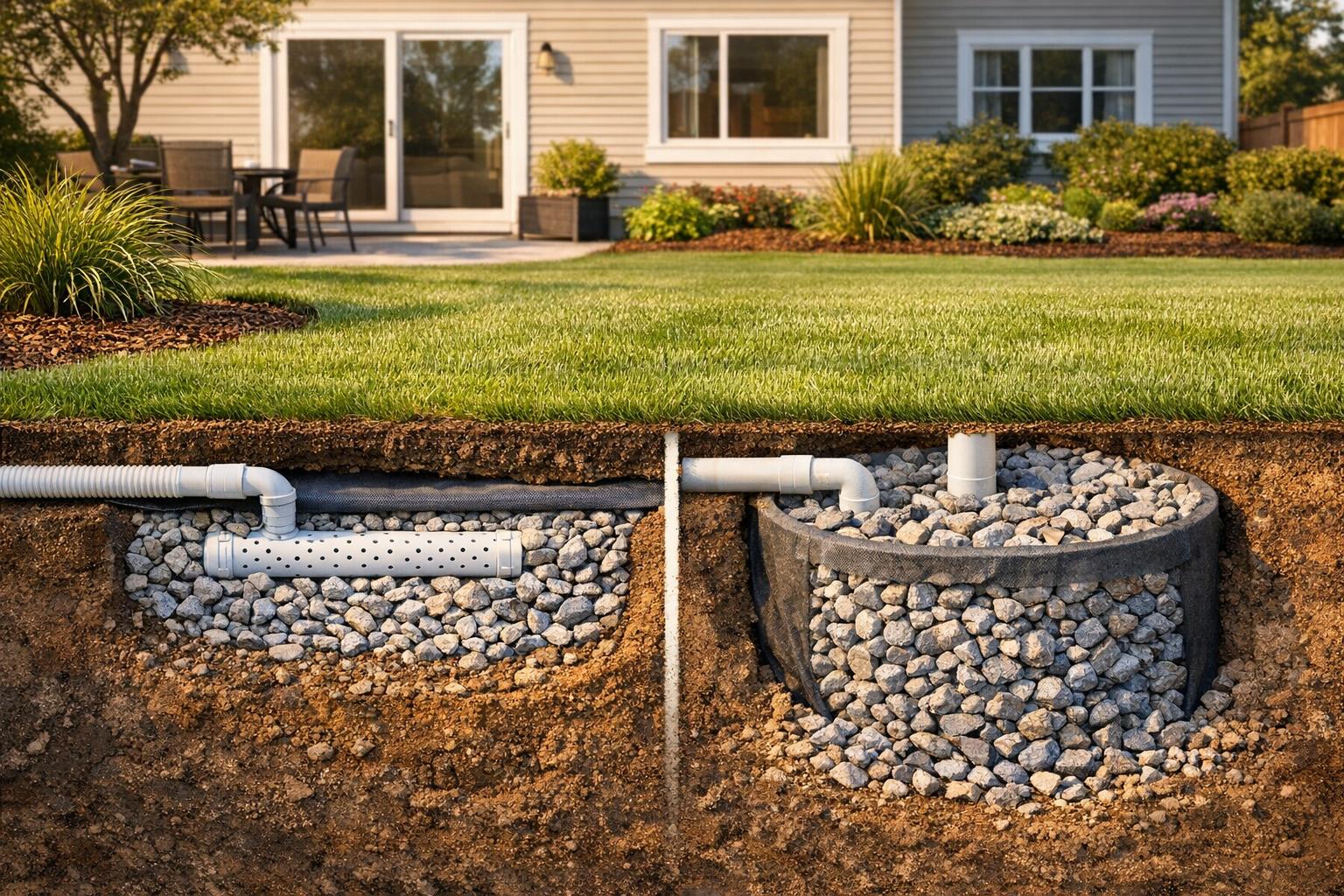 French Drains vs. Dry Wells for Basement Drainage