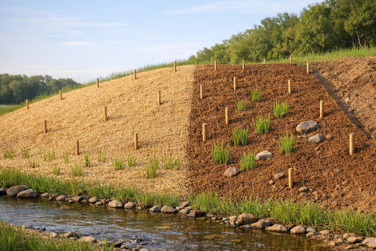 Straw vs Coconut Erosion Control Blankets