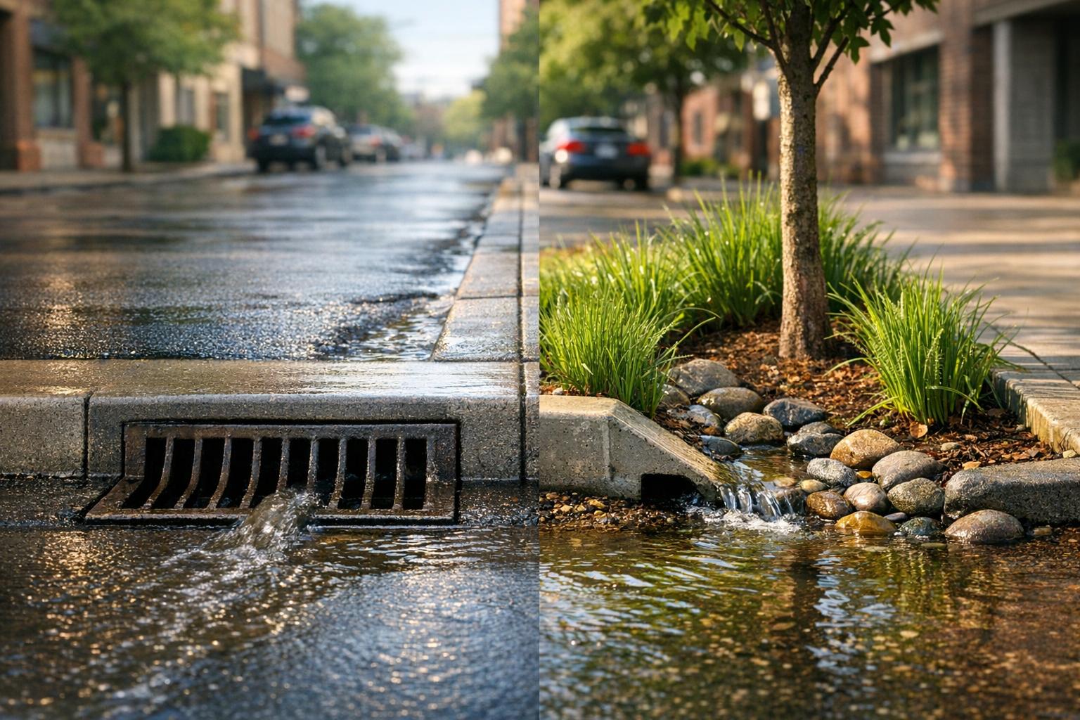 Curbside Bioswales vs. Traditional Drainage