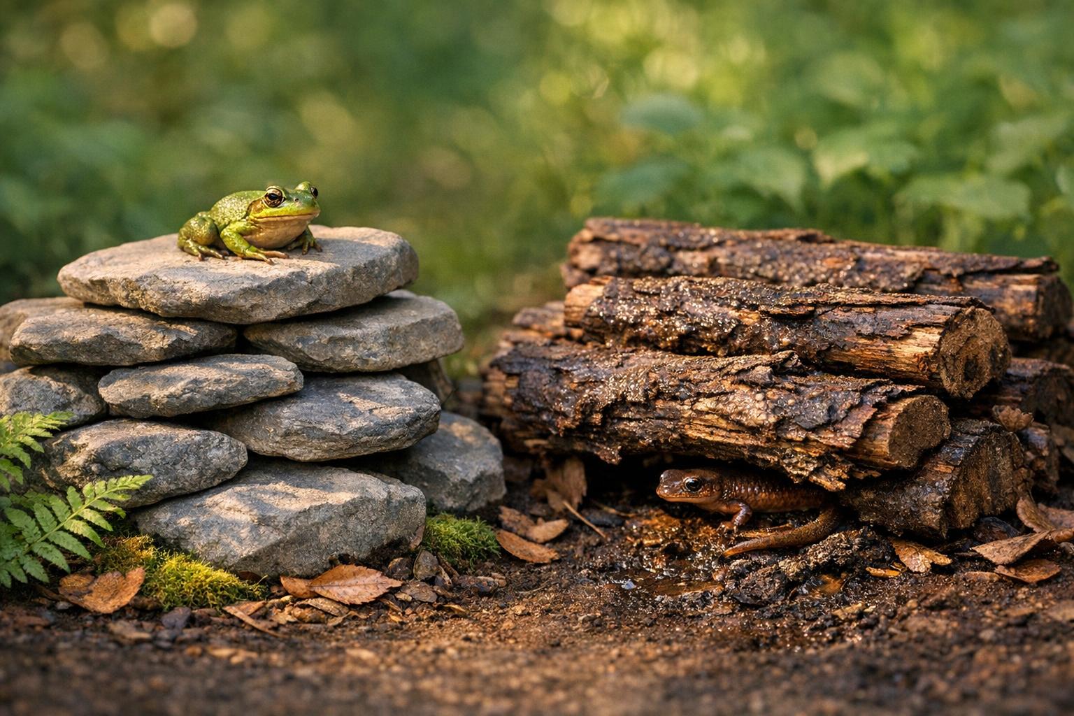 Rock Piles vs. Log Piles for Amphibian Habitats