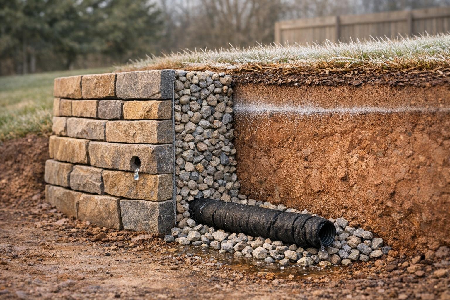 French Drains and Retaining Wall Stability