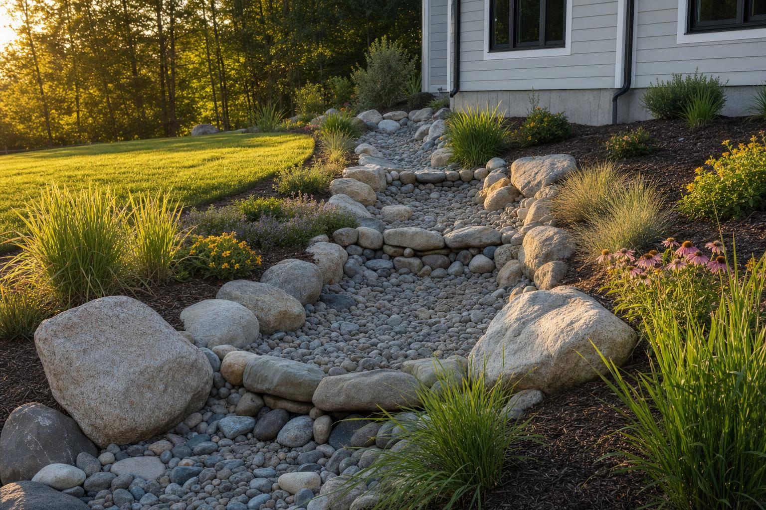 Dry Riverbeds for Slope Drainage and Soil Stability