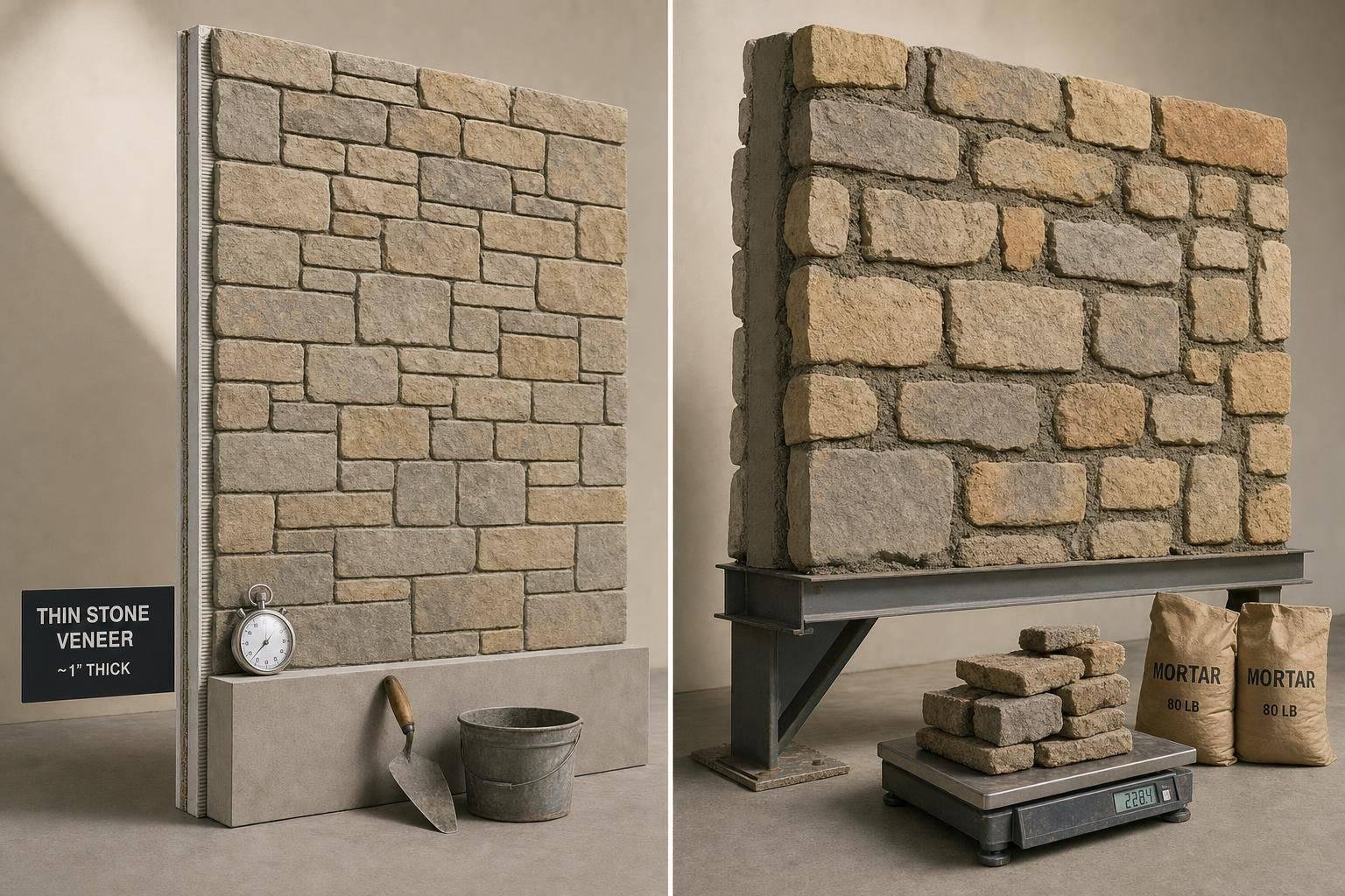 Thin Stone vs Full Bed Veneer: Labor Costs