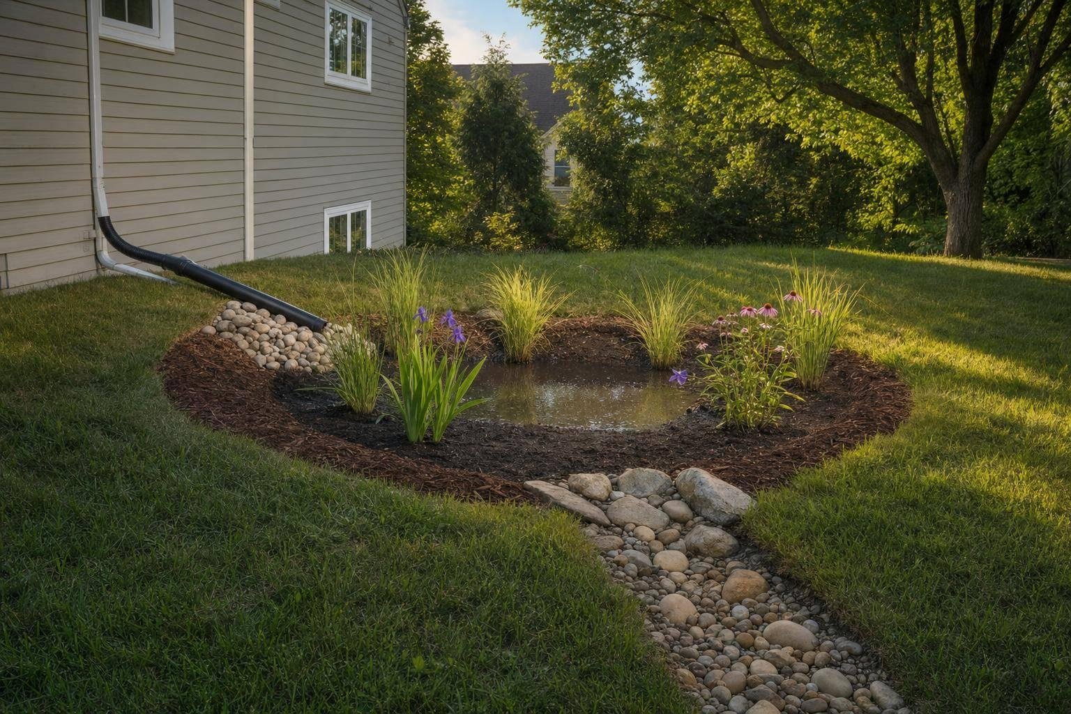 DIY Rain Garden for Sump Pump Runoff
