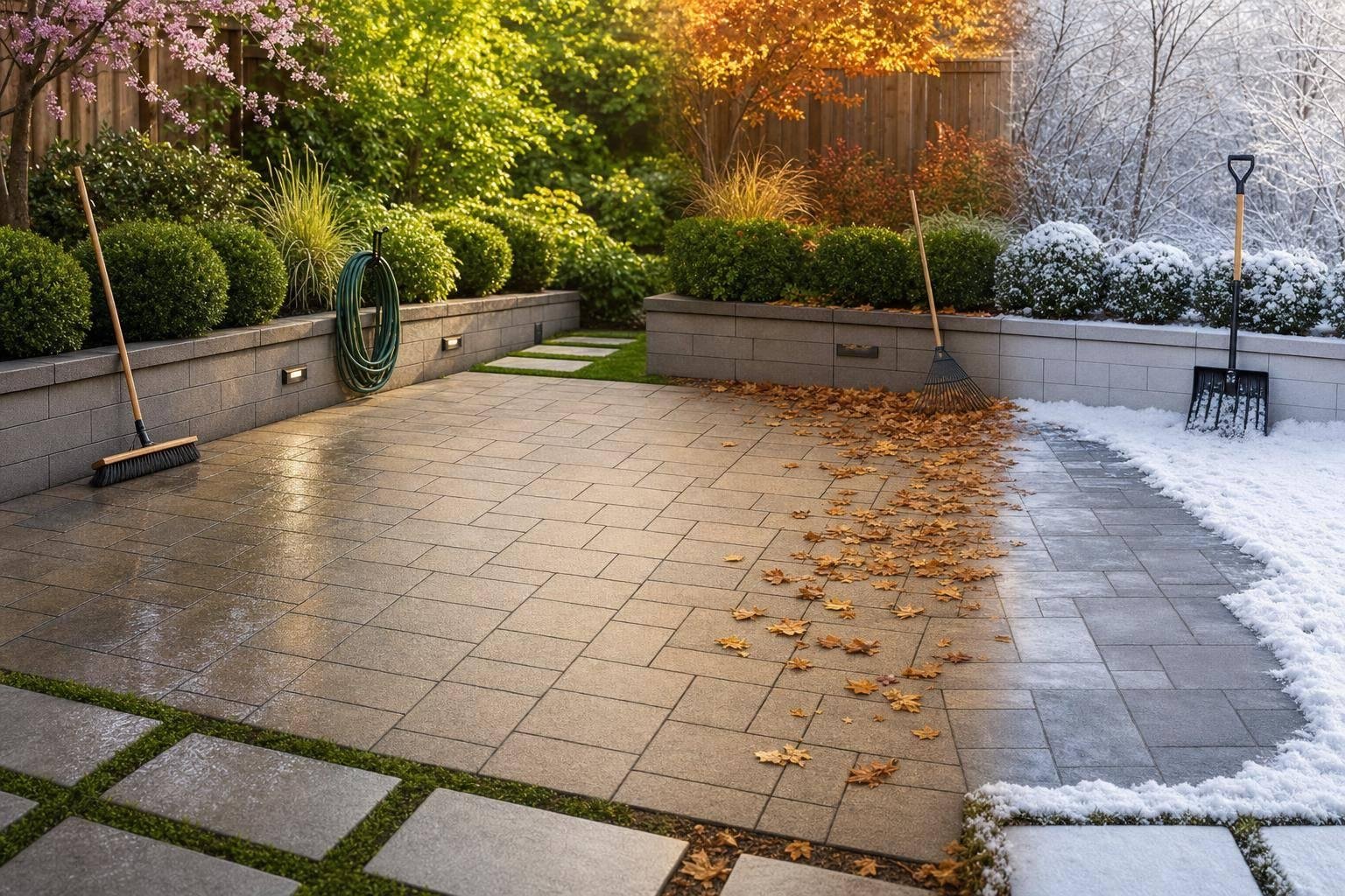 Paver Patio Maintenance Recommendations by Season