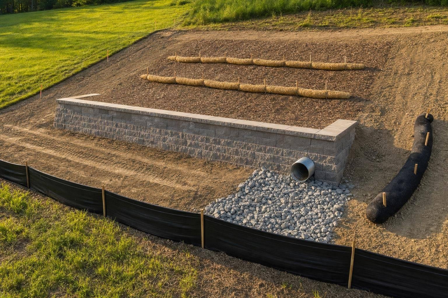 Sediment Barriers for Retaining Wall Projects
