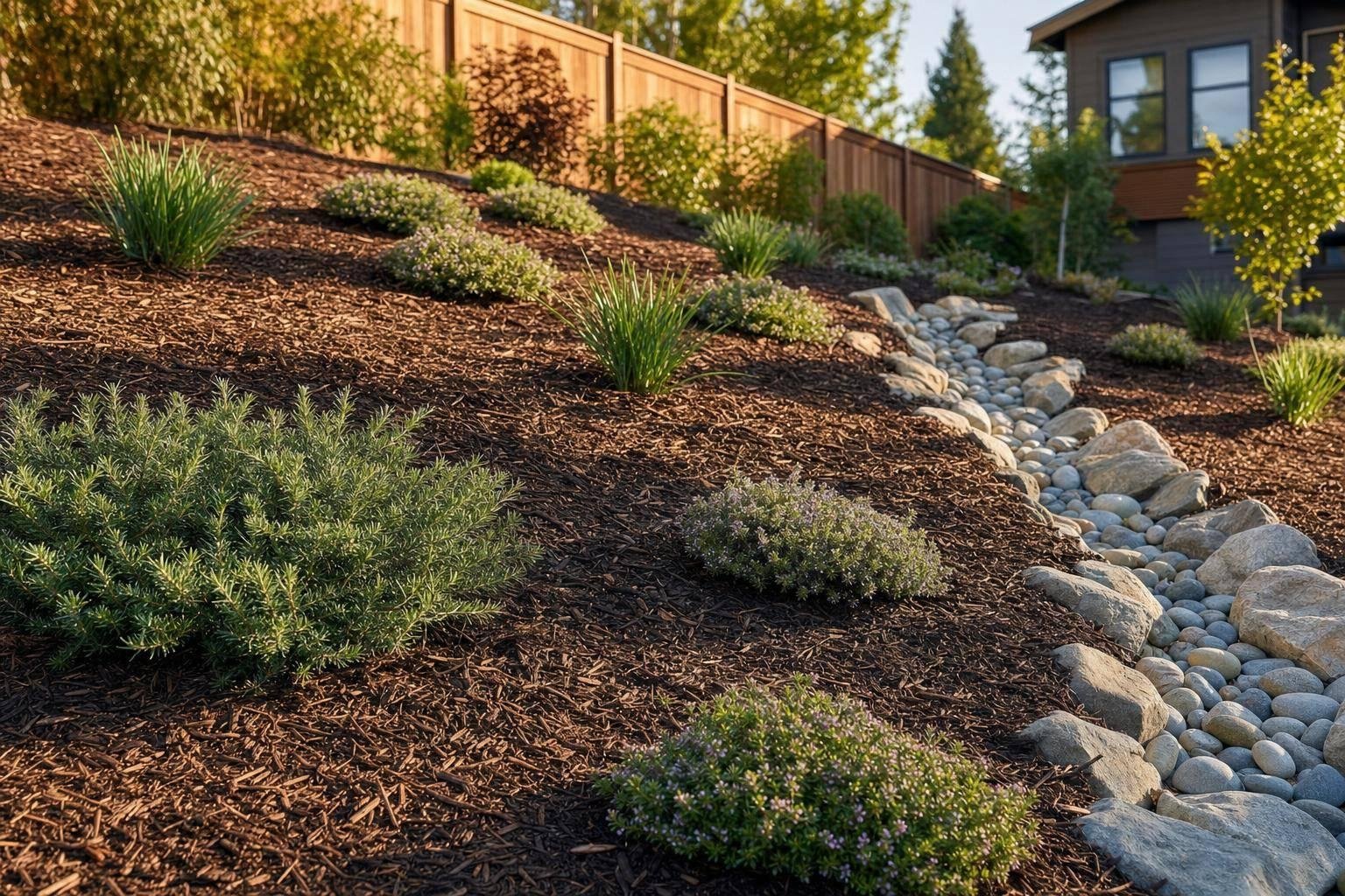 Ground Covers or Mulch on Erosion Prone Slopes
