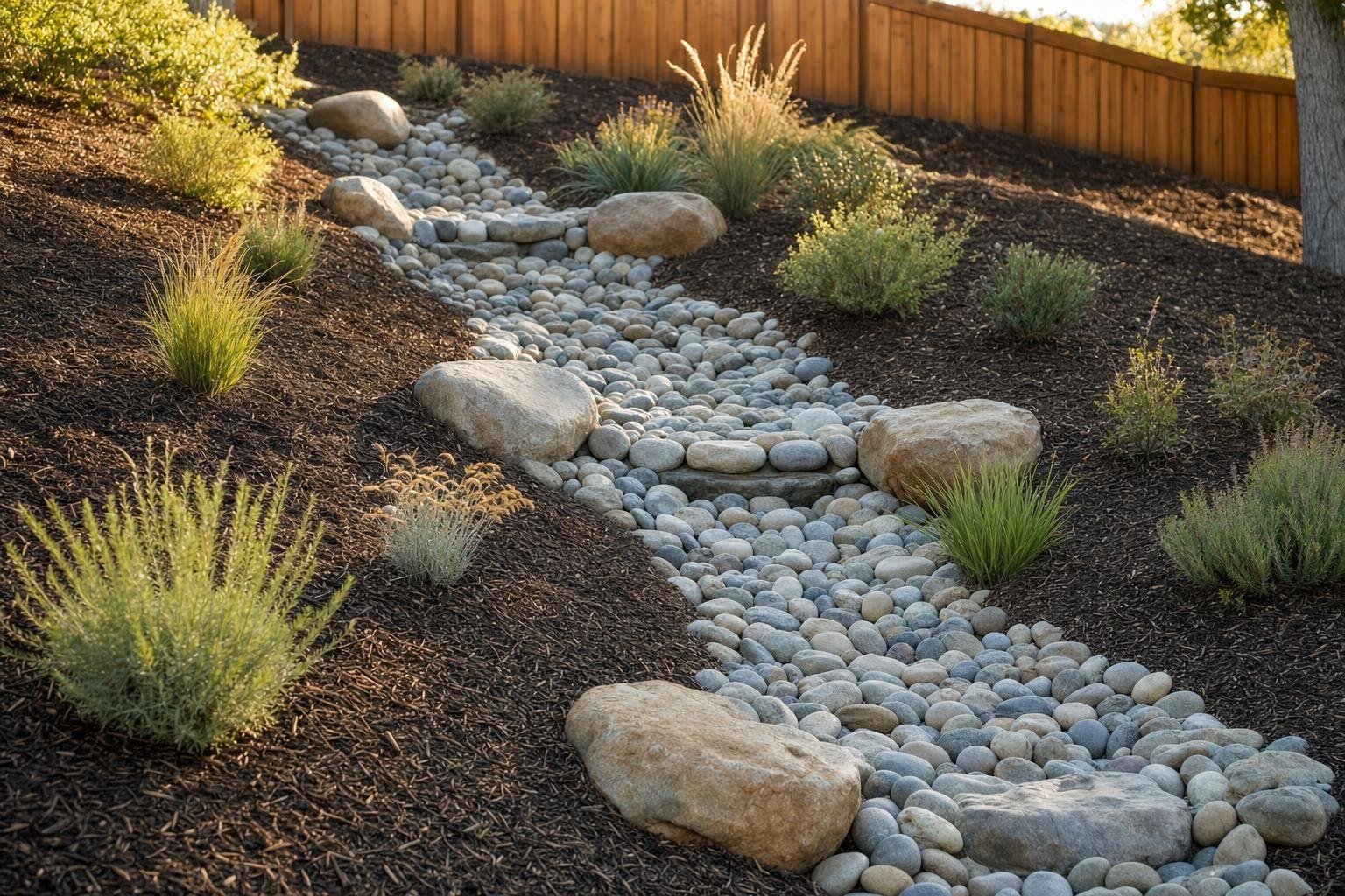 Dry Creek Bed Drainage For Slopes
