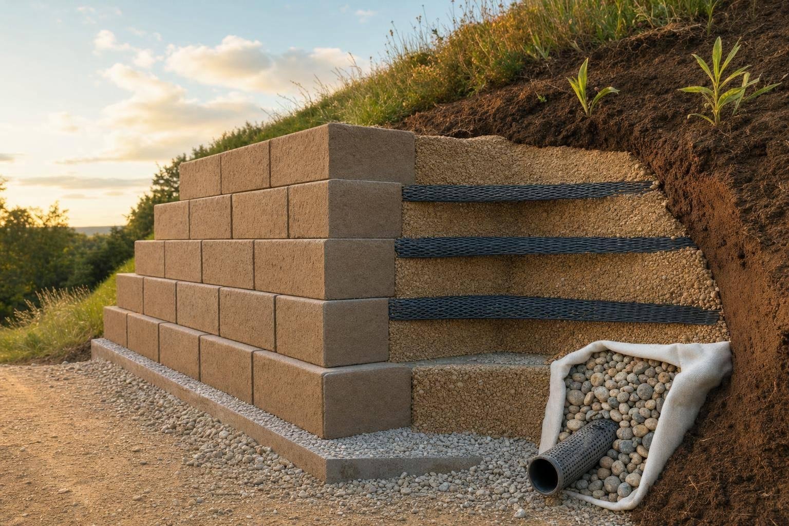 How Geogrid Supports Retaining Walls on Steep Slopes