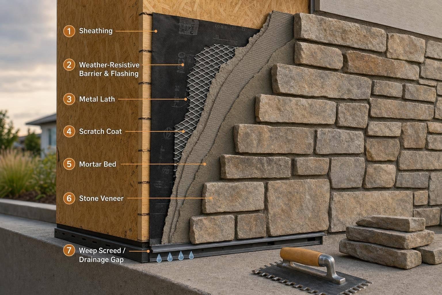 7 Steps to Install Adhered Stone Veneer